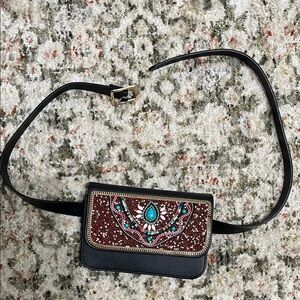 Embellished Black and Red Women's Clutch/Belt Bag